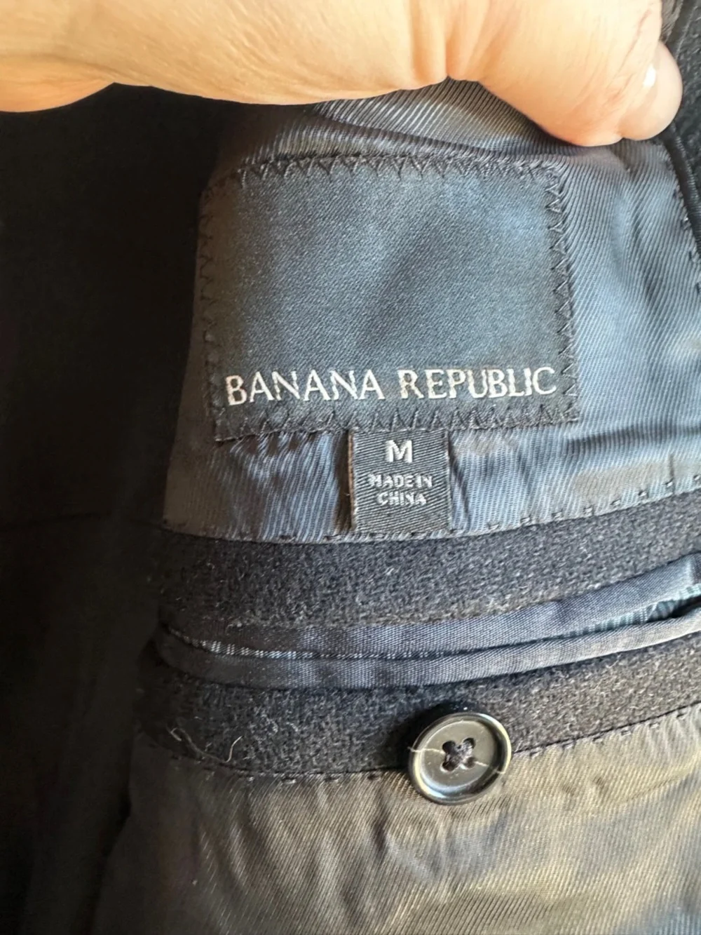 Banana Republic Italian Wool Blazer‎ Black Minimalist Tailored Coat M Business